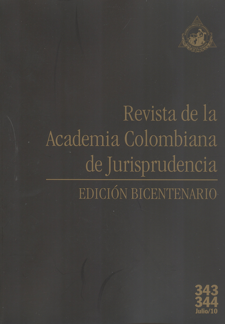Portada de REV. ACADEMIA COLOMBIANA # 343-344 DE JURISPRUDENCIA. EDICION BICENTENARIO