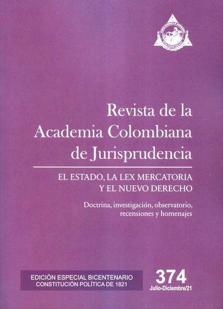 Portada de REV. ACADEMIA COLOMBIANA # 374 DE JURISPRUDENCIA EL ESTADO LA LEX MERCATORIA Y EL NUEVO DERECHO