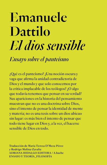 Portada de DIOS SENSIBLE ENSAYO SOBRE EL PANTEISMO, EL