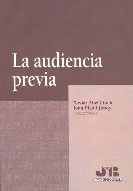 Portada de AUDIENCIA PREVIA, LA de PICÓ I JUNOY, Joan