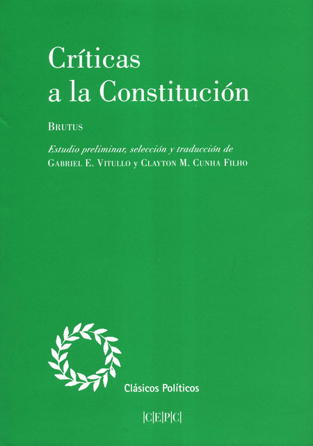 Portada de CRITICAS A LA CONSTITUCION de BRUTUS, Autor