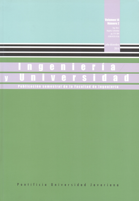 Portada de REV. INGENIERIA Y UNIVERSIDAD VOL 14-02