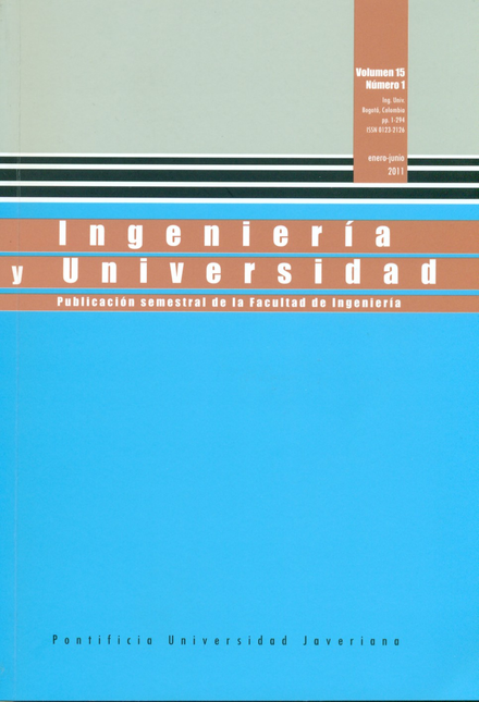 Portada de REV. INGENIERIA Y UNIVERSIDAD VOL 15-01