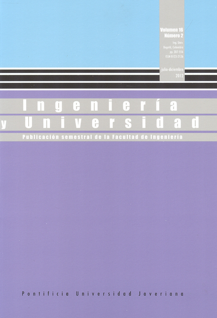 Portada de REV. INGENIERIA Y UNIVERSIDAD VOL 16-2