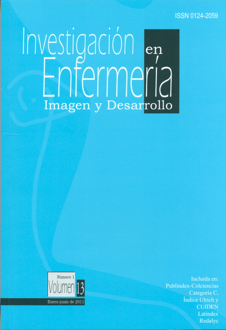 Portada de REV. INVESTIGACION EN ENFERMERIA VOL 13 # 01