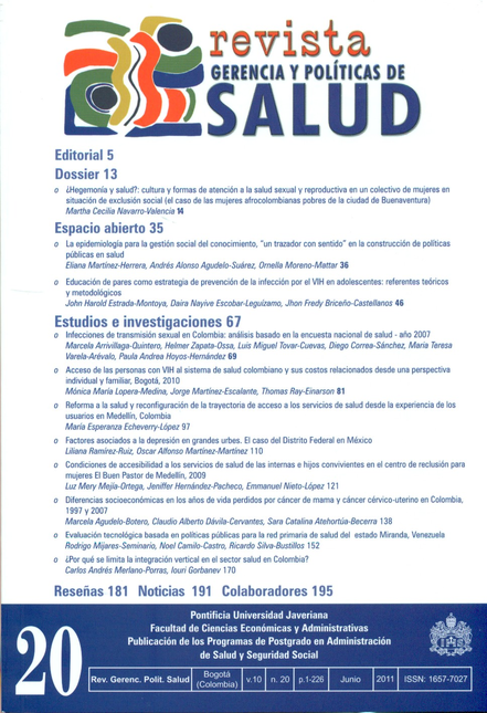 Portada de REV. GERENCIA Y POLITICAS DE SALUD # 020