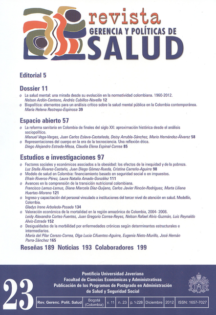 Portada de REV. GERENCIA Y POLITICAS DE SALUD # 023