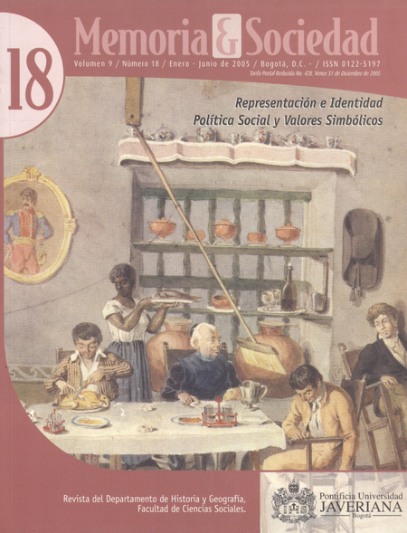 Portada de REV. MEMORIA Y SOCIEDAD # 018 REPRESENTACION E IDENTIDAD POLITICA SOCIAL Y VALORES SIMBOLICOS