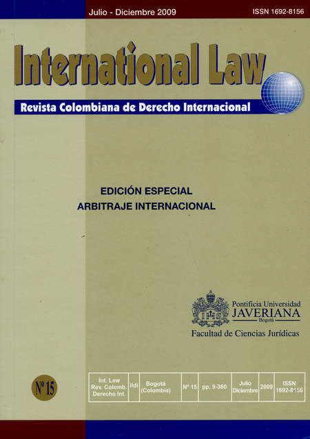 Portada de REV. INTERNATIONAL LAW # 15 EDICION ESPECIAL ARBITRAJE INTERNACIONAL