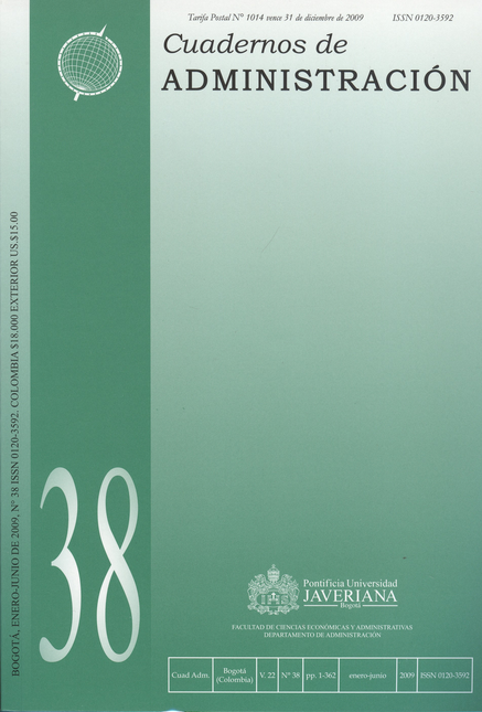 Portada de REV. CUADERNOS DE ADMINISTRACION # 038 de VARIOS, Autores