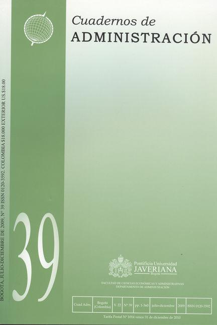 Portada de REV. CUADERNOS DE ADMINISTRACION # 039