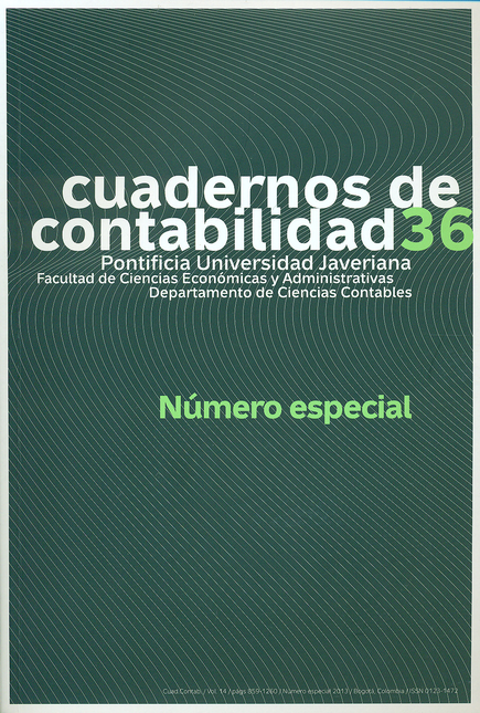 Portada de REV. CUADERNOS DE CONTABILIDAD # 036 VOL.14 NUMERO ESPECIAL