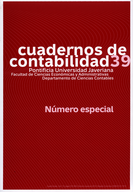 Portada de REV. CUADERNOS DE CONTABILIDAD # 039 VOL.15 NUMERO ESPECIAL