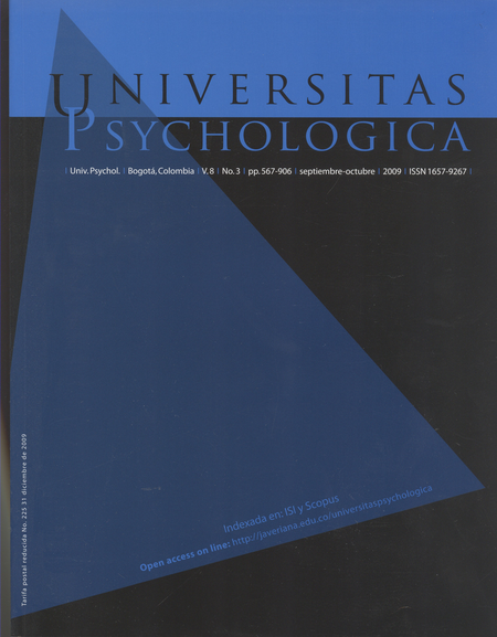 Portada de REV. UNIVERSITAS PSYCHOLOGICA VOL.8 # 3