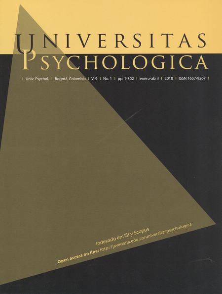 Portada de REV. UNIVERSITAS PSYCHOLOGICA VOL.9 # 1
