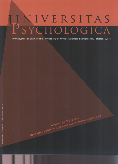 Portada de REV. UNIVERSITAS PSYCHOLOGICA VOL.9 # 3