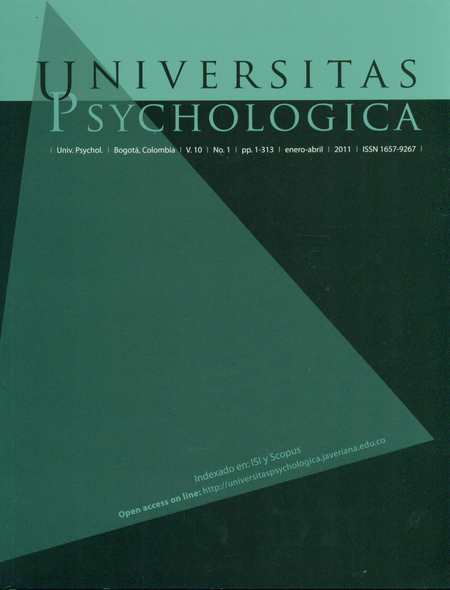 Portada de REV. UNIVERSITAS PSYCHOLOGICA VOL.10 #1