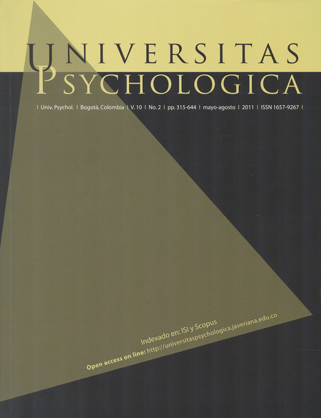 Portada de REV. UNIVERSITAS PSYCHOLOGICA VOL.10 #2