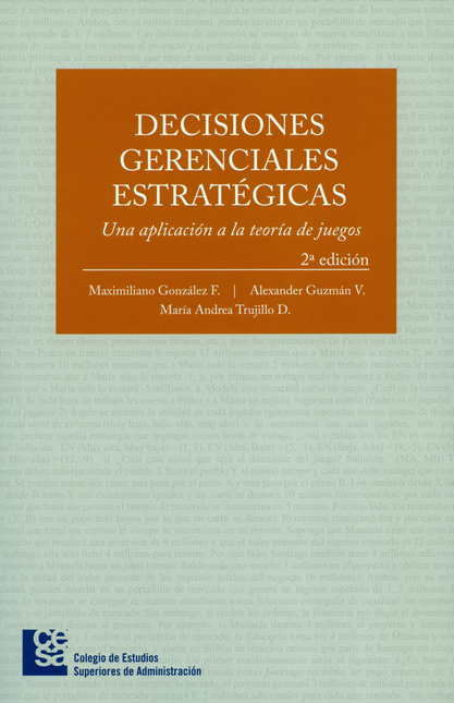 Portada de DECISIONES GERENCIALES ESTRATEGICAS (2ª ED) UNA APLICACION A LA TEORIA DE JUEGOS