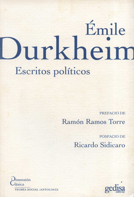 Portada de ESCRITOS POLITICOS de DURKHEIM, Émile