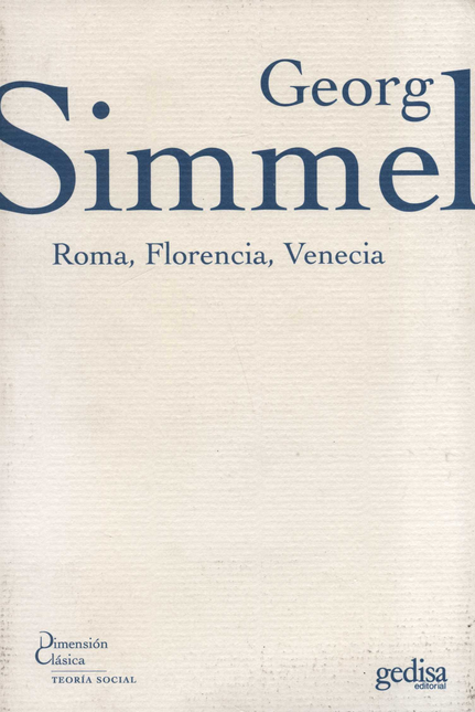 Portada de ROMA FLORENCIA VENECIA de SIMMEL, Georg