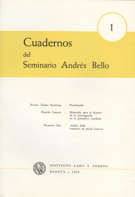 Portada de CUADERNOS DEL SEMINARIO ANDRES BELLO # 1
