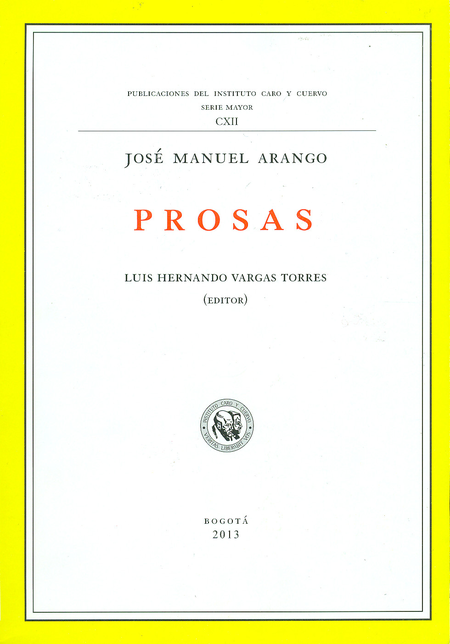 Portada de PROSAS. JOSE MANUEL ARANGO