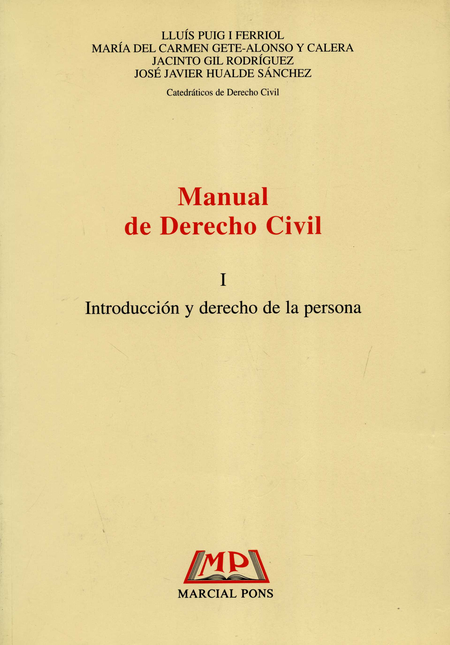 Portada de MANUAL DE DERECHO CIVIL I INTRODUCCION Y DERECHO DE LA PERSONA