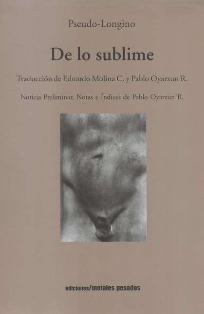 Portada de DE LO SUBLIME de LONGINO, Pseudo