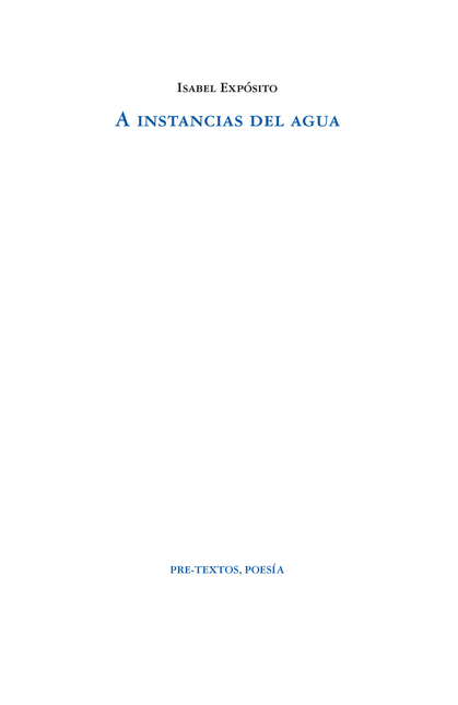 Portada de A INSTANCIAS DEL AGUA de EXPÓSITO, Isabel