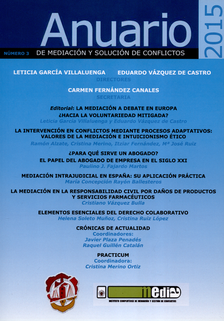 Portada de REV. ANUARIO 2015 DE MEDIACION Y SOLUCION DE CONFLICTOS