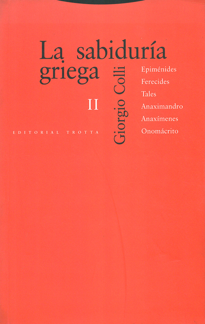 Portada de SABIDURIA GRIEGA II (1ª ED), LA