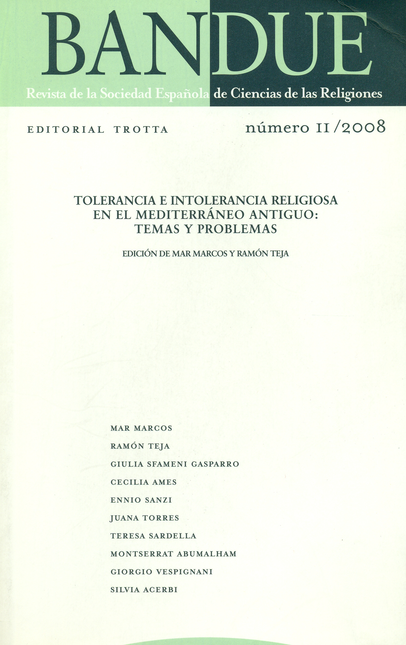 Portada de REV. BANDUE # 02 TOLERANCIA E INTOLERANCIA RELIGIOSA EN EL MEDITERRANEO ANTIGUO TEMAS Y PROBLEMAS
