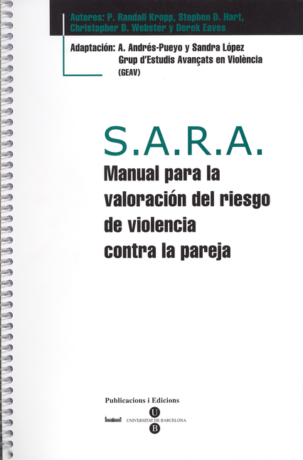 Portada de SARA V3 MANUAL PARA VALORAR EL RIESGO DE VIOLENCIA CONTRA LA PAREJA