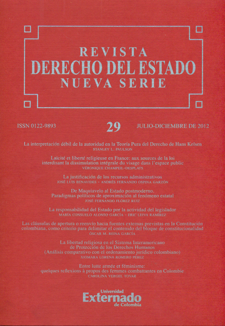 Portada de REV. DERECHO DEL ESTADO # 029 de VARIOS, Autores