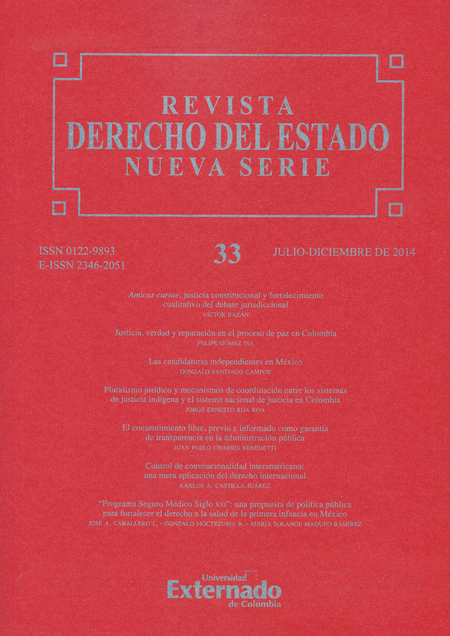 Portada de REV. DERECHO DEL ESTADO # 033 NUEVA SERIE