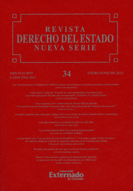 Portada de REV. DERECHO DEL ESTADO # 034 de VARIOS, Autores