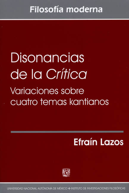 Portada de DISONANCIAS DE LA CRITICA VARIACIONES SOBRE CUATRO TEMAS KANTIANOS