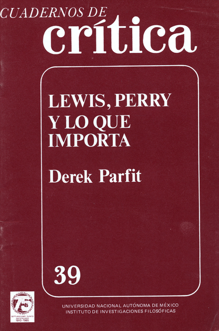 Portada de CUADERNOS DE CRITICA 39 LEWIS PERRY Y LO QUE IMPORTA