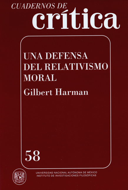 Portada de CUADERNOS DE CRITICA 58 UNA DEFENSA DEL RELATIVISMO MORAL