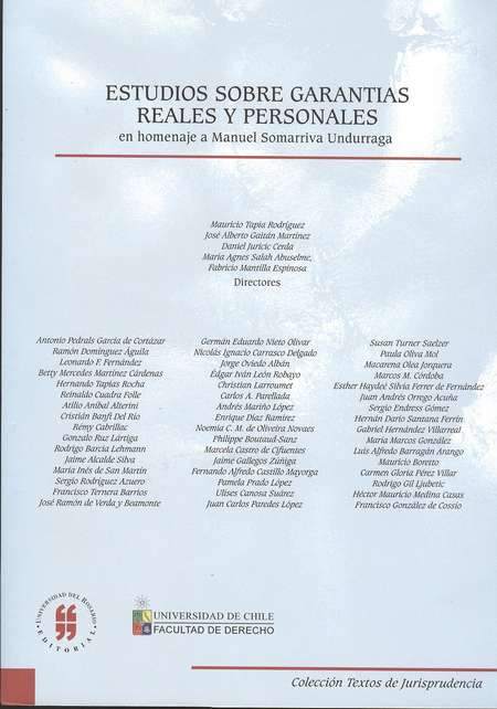 Portada de ESTUDIOS SOBRE GARANTIAS REALES Y PERSONALES. EN HOMENAJE A MANUEL SOMARRIVA UNDURRAGA