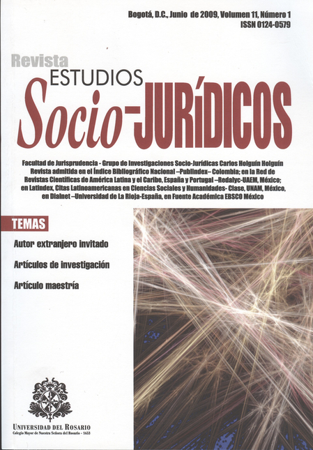 Portada de REV. ESTUDIOS SOCIO-JURIDICOS # 11-1