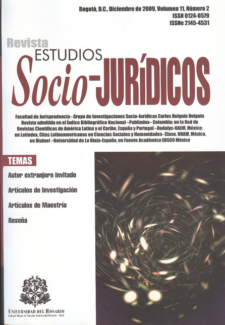 Portada de REV. ESTUDIOS SOCIO-JURIDICOS # 11-2