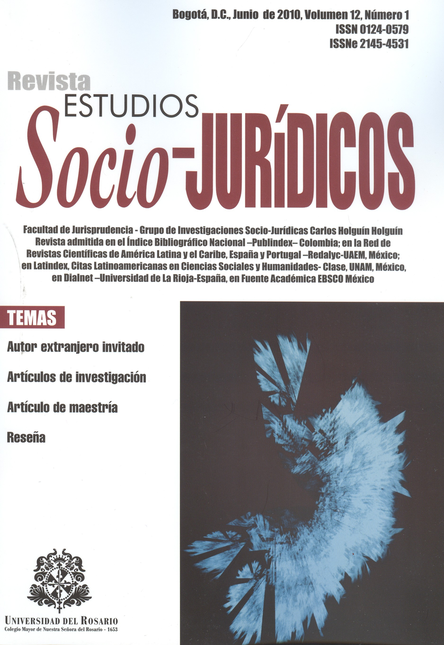 Portada de REV. ESTUDIOS SOCIO-JURIDICOS # 12-1