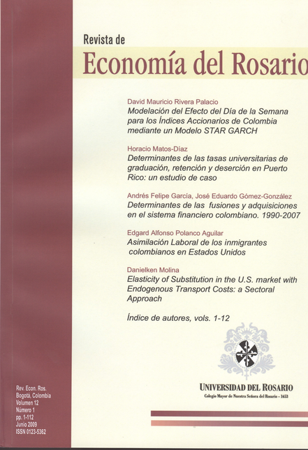 Portada de REV. DE ECONOMIA DEL ROSARIO # 12-1