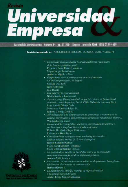 Portada de REV. UNIVERSIDAD Y EMPRESA # 014