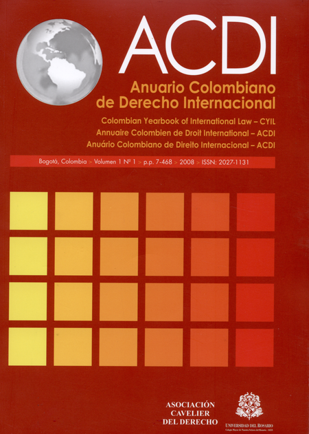 Portada de REV. ACDI VOL.1 # 1 ANUARIO COLOMBIANO DE DERECHO INTERNACIONAL. INCLUYE UN CD