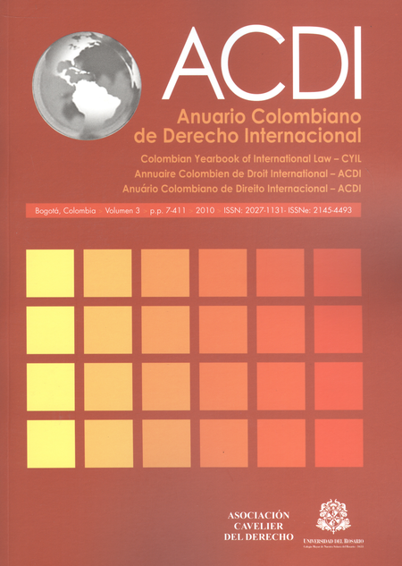 Portada de REV. ACDI VOL.3 ANUARIO COLOMBIANO DE DERECHO INTERNACIONAL